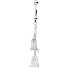 Handcrafted Ghost Dangle Belly Ring Created with Crystals