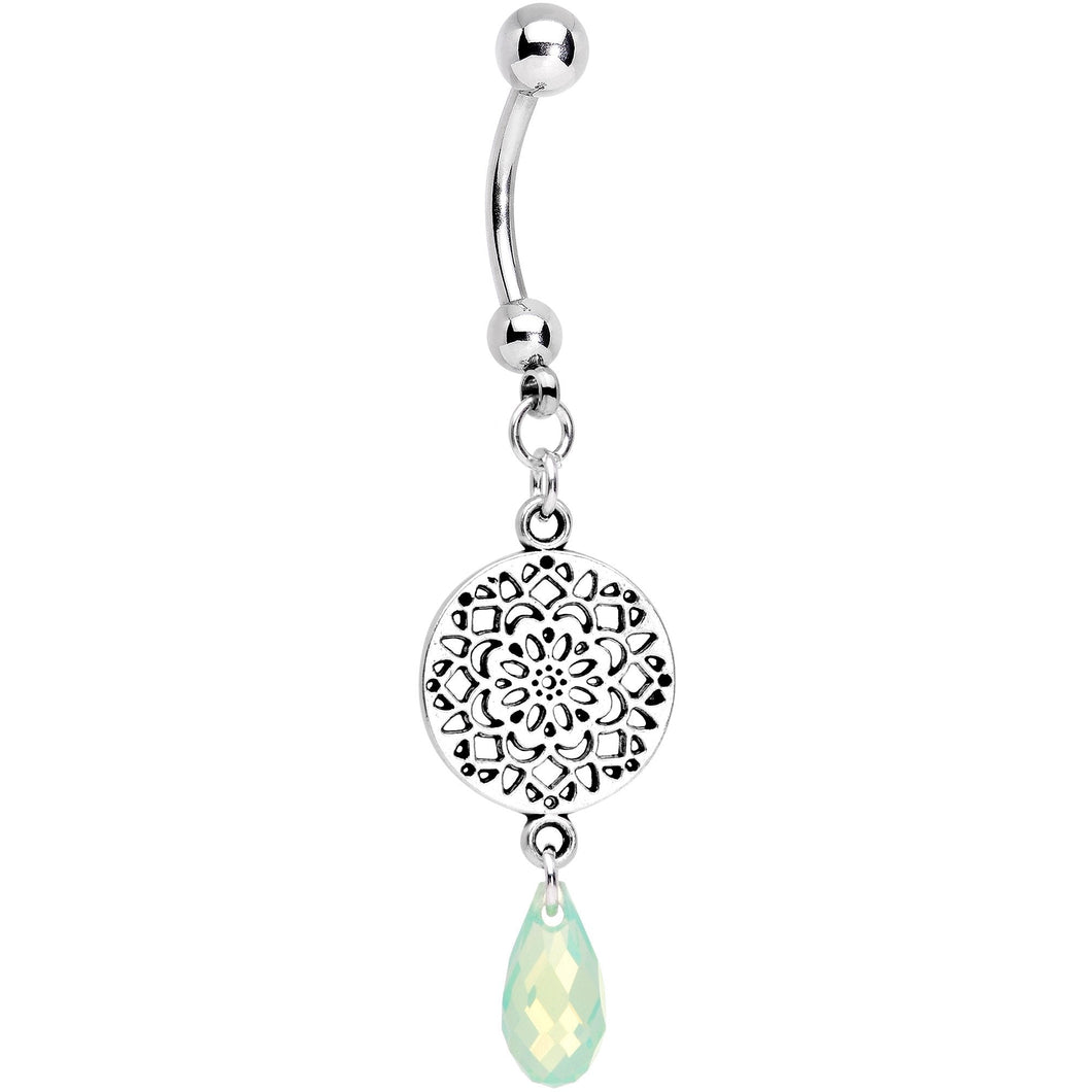 Handmade Mandala Dangle Belly Ring Created with Crystals
