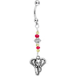 Handcrafted Peridot Ruby Bead Great Elephant Dangle Belly Ring
