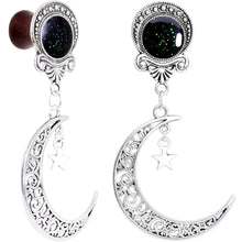 Handmade Beechwood Dark Crescent Moon Dangle Saddle Plug Set Sizes 8mm to 20mm