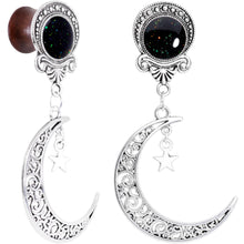 Handmade Beechwood Dark Crescent Moon Dangle Saddle Plug Set Sizes 8mm to 20mm