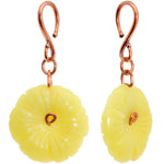 Handcrafted Copper Plated Yellow Butter Jade Flower Ear Weights