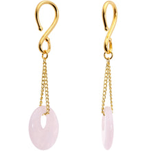 Handcrafted Gold Tone Pink Rose Flower Quartz Donut Chain Ear Weights