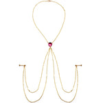 Gold Tone Nipple Chain Necklace Created with Crystals