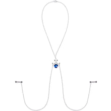 Blue Dangle Necklace Nipple Chain Created with Crystals