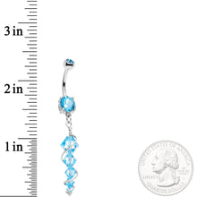 Handmade Blue Icicle Dangle Belly Ring Created with Crystals