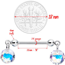 Handmade Aurora Disc Nipple Ring Set Created with Crystals