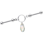 Drop Dangle Double Industrial Barbell Created with Crystals