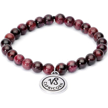 Handmade Lava Stone Garnet Capricorn Zodiac Bracelet Set of 2
