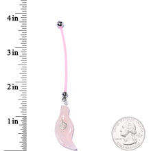 Handcrafted Natural Rose Flower Quartz Leaf Dangle Pregnancy Belly Ring