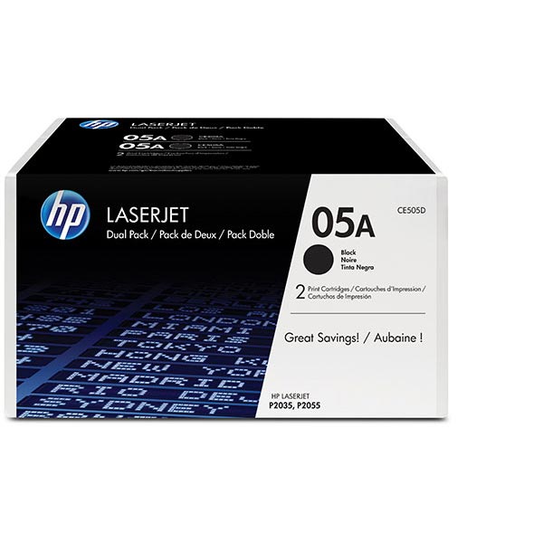 New, Pre-Owned - HP 05A High Yield Dual Black LaserJet Toner Cartridge, CE505D