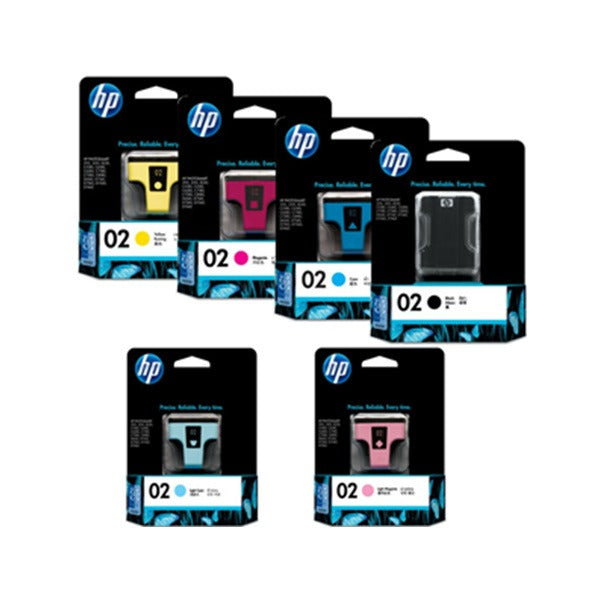 New, Pre-Owned - HP 02 Black and Color Ink Cartridges-6 Pack