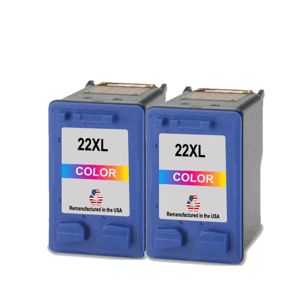 U.S. Remanufactured for HP 22XL (CH570AN) Color Twin Pack Ink Cartridges Twin Pack