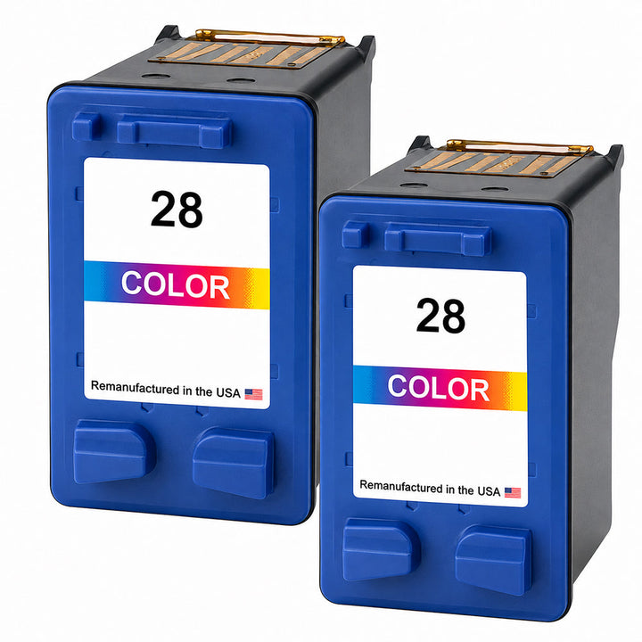 U.S. Remanufactured for HP 28 (C8728AN) Color Ink Cartridges Twin Pack