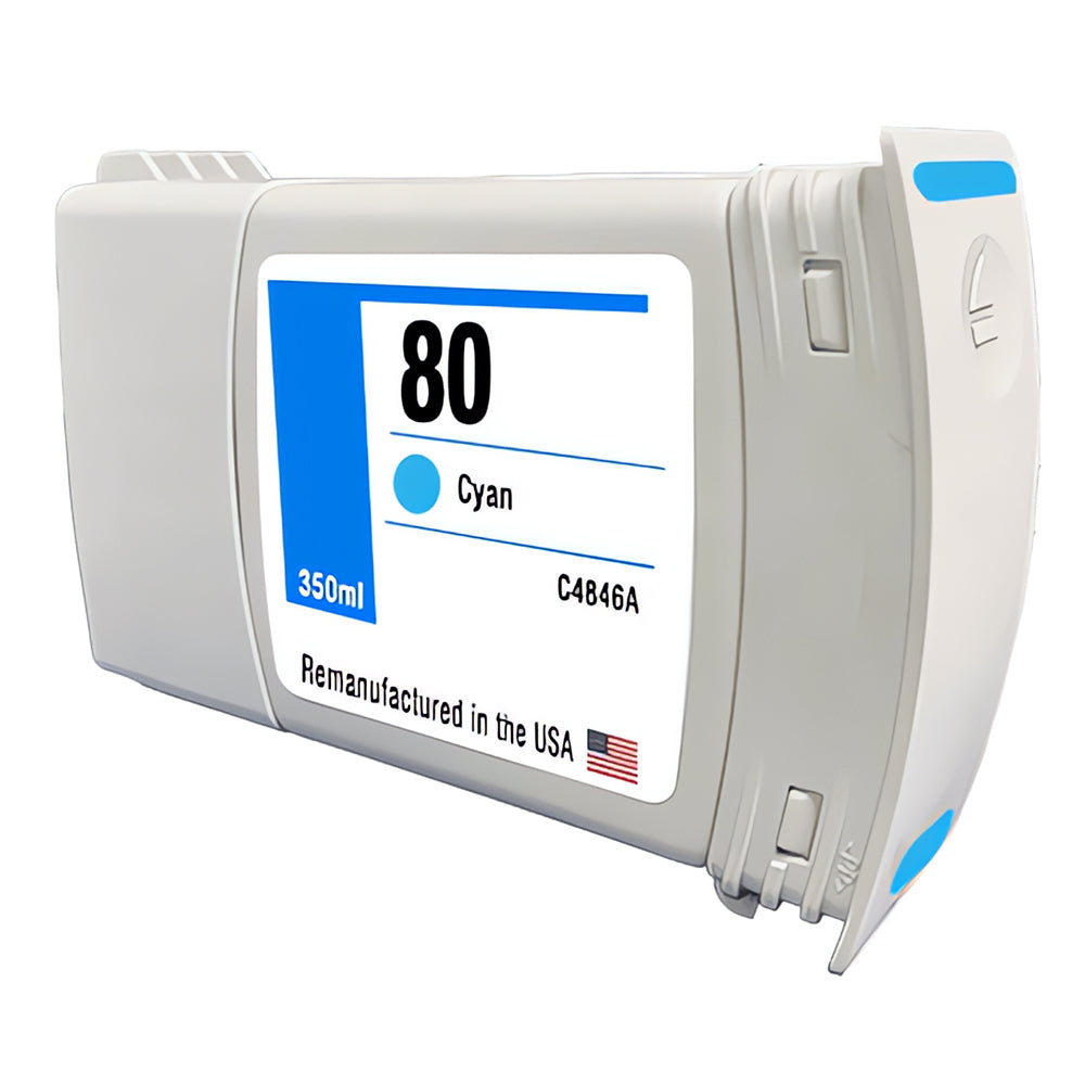 U.S. Remanufactured for HP 80 350mL (C4846A) Cyan Ink Cartridge