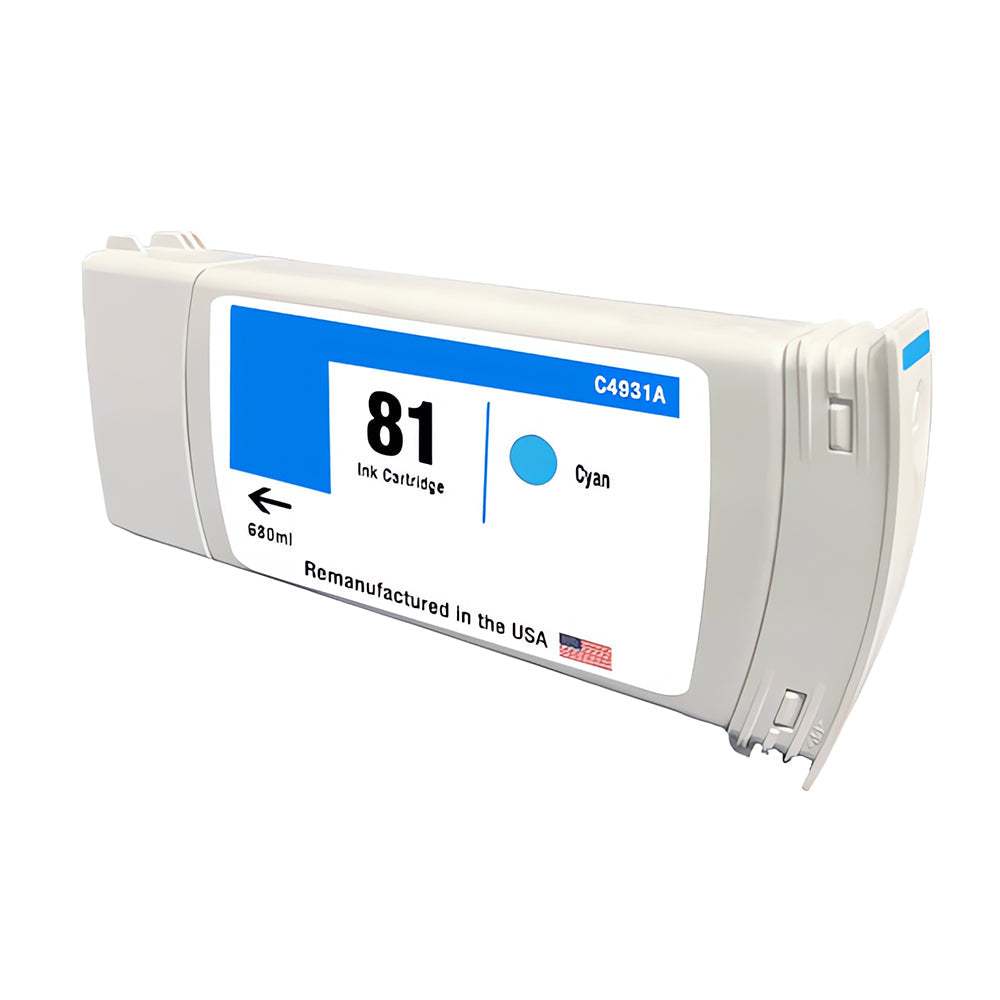 U.S. Remanufactured Ink Cartridge for HP 81 680mL Cyan