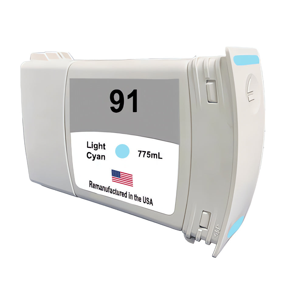 U.S. Remanufactured for HP 91 775mL (C9470A) Light Cyan Ink Cartridge
