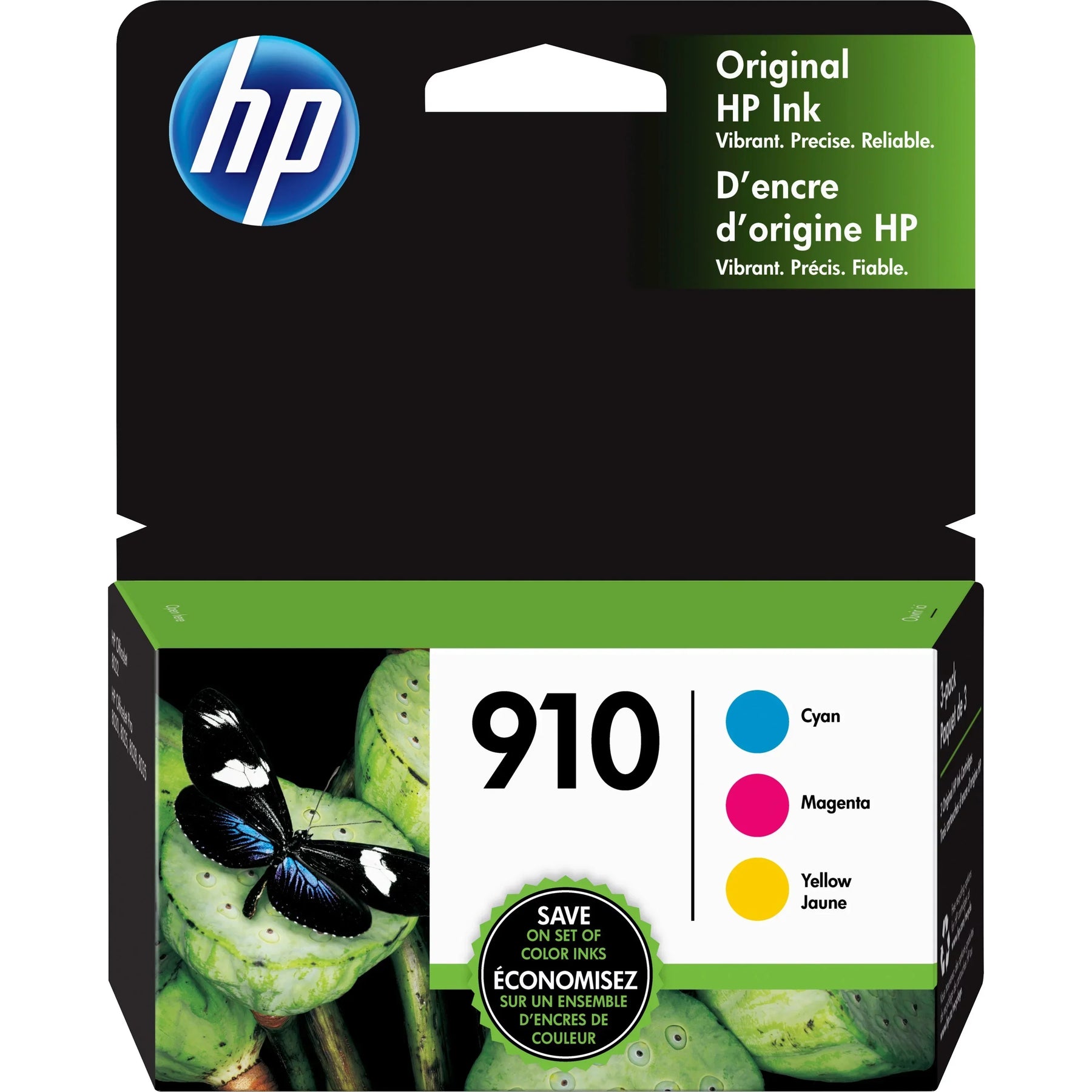 New, Pre-Owned - HP 910 Ink Cartridges - Cyan, Magenta, Yellow, 3 Cartridges