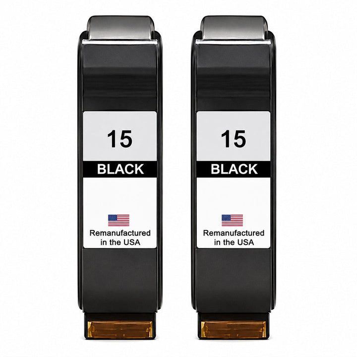U.S. Remanufactured for HP 15 (C6615DN) Black Ink Cartridges Twin Pack
