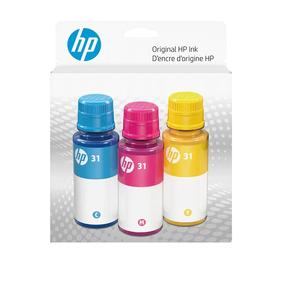 New, Pre-Owned - HP 31 Standard Yield Tri-Colour 50ml Ink Cartridges Refills-Pack-3