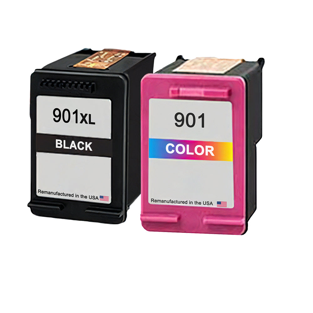 U.S. Remanufactured for HP 901XL Black / 901 Tri-Color Combo Pack Ink Cartridges