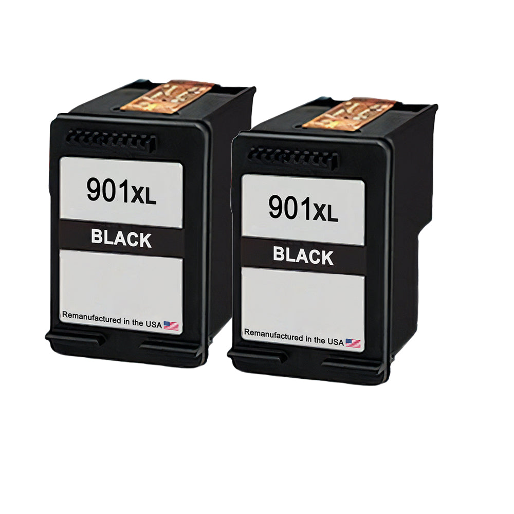 U.S. Remanufactured for HP 901XL (CC654AN) Black Twin Pack Ink Cartridges