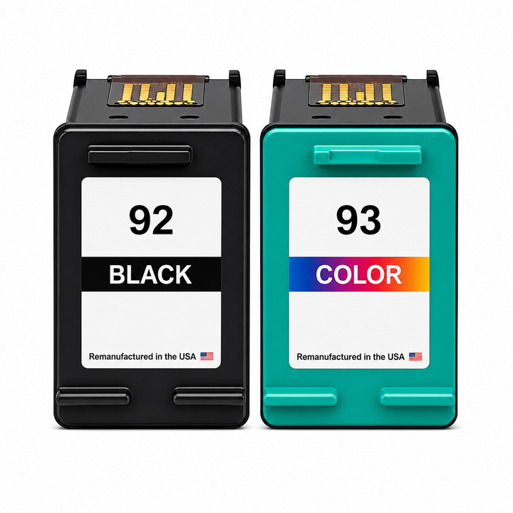 U.S. Remanufactured for HP 92 Black / 93 Color Ink Cartridges Combo Pack
