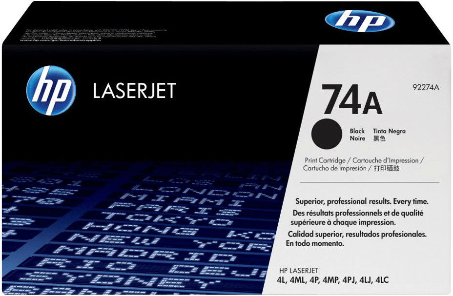 New, Pre-Owned - HP 74A Black Toner Cartridge, 92274A
