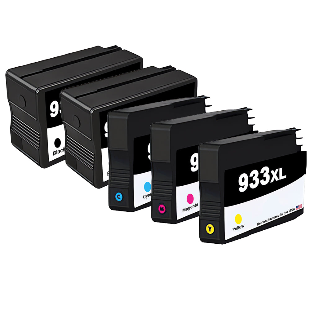 U.S. Remanufactured for HP 932XL 2 Black / 933XL 3 Color 5-pack Ink Cartridges