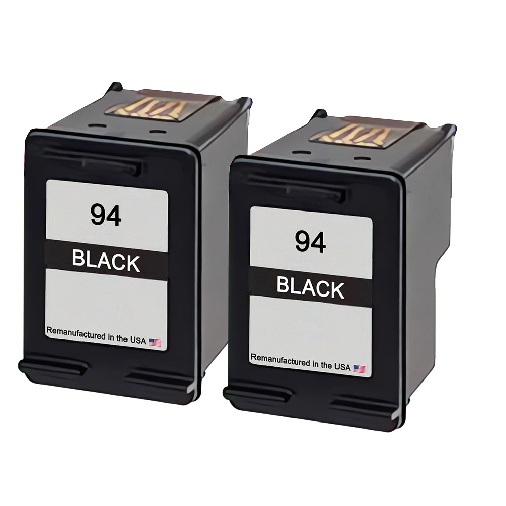 U.S. Remanufactured for HP 94 (C8765WN) Black Ink Cartridges Twin Pack