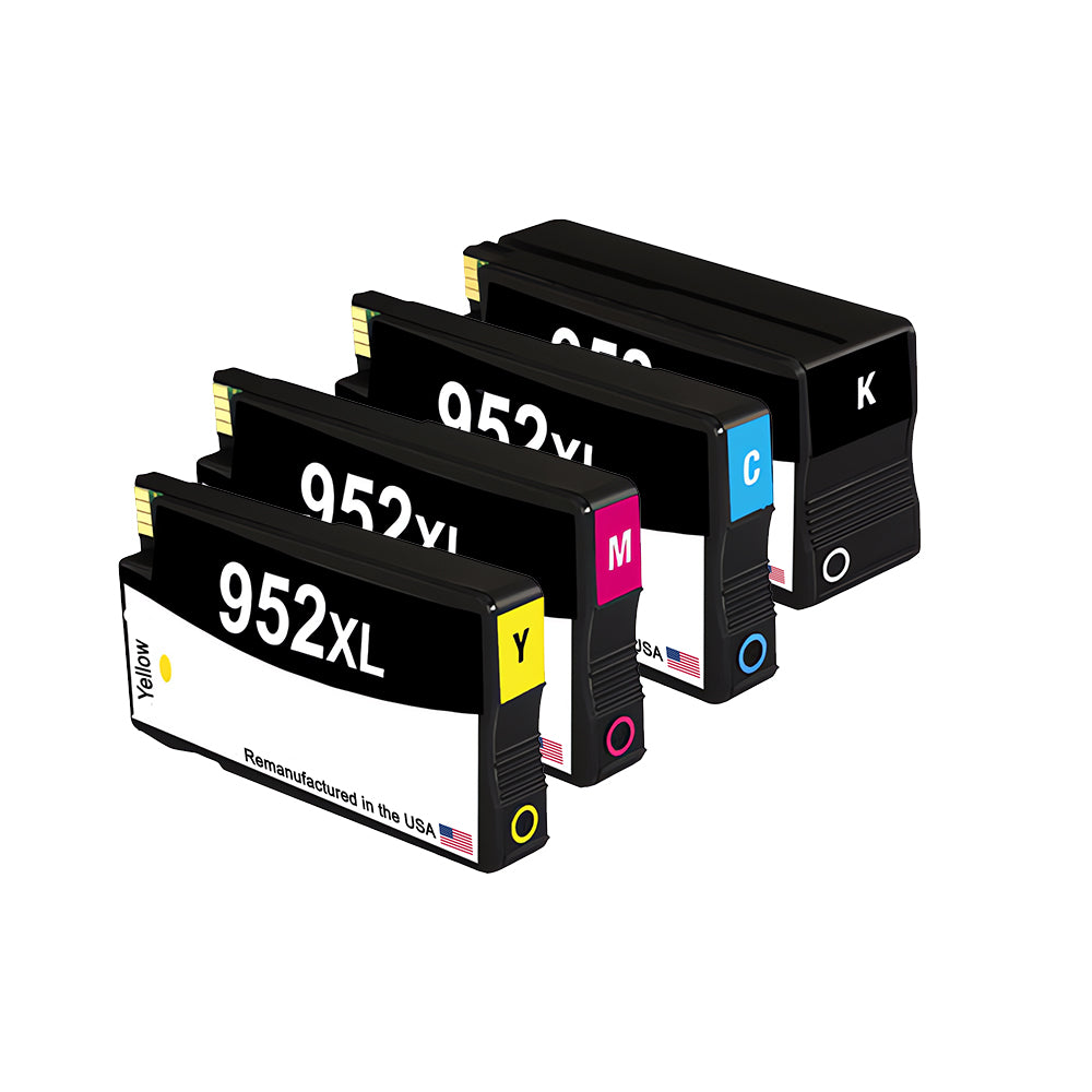 U.S. Remanufactured for HP 952XL 1 Black / 3 Color 4-pack Ink Cartridges