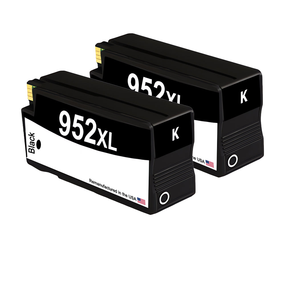 U.S. Remanufactured for HP 952XL (F6U19AN) Black Twin Pack Ink Cartridges