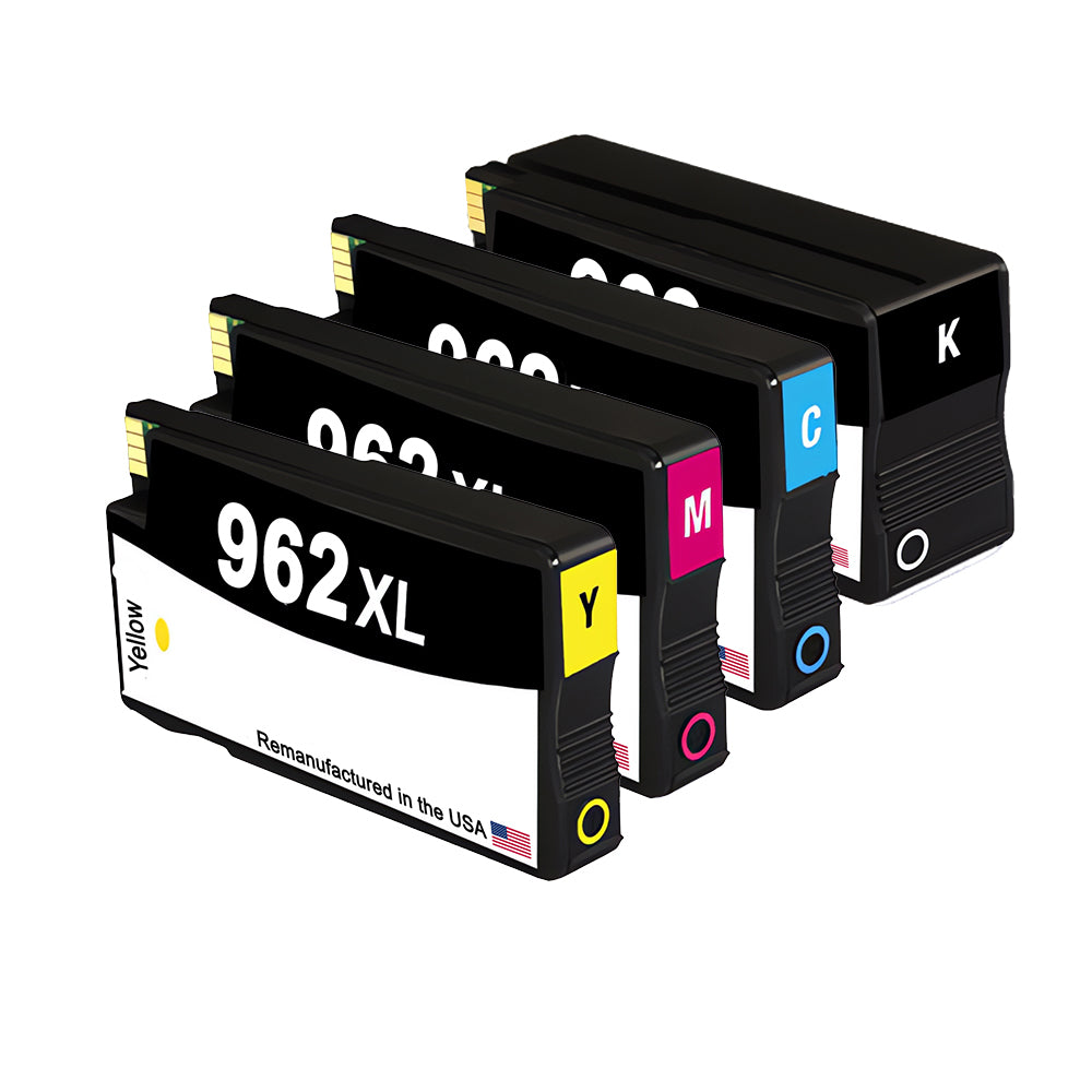 U.S. Remanufactured for HP 962 1 Black / 3 Color 4-pack Ink Cartridges