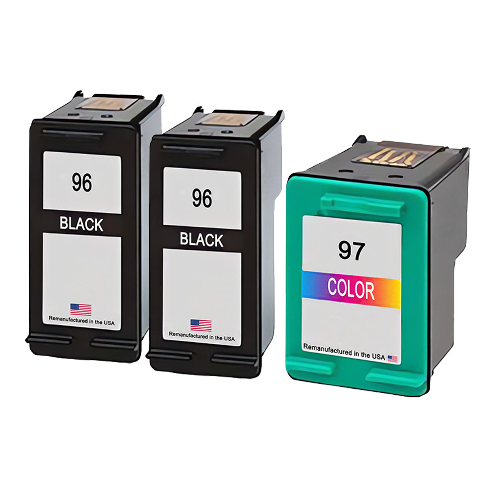 U.S. Remanufactured for HP 96 2 Black / 97 1 Color 3-Pack Ink Cartridges