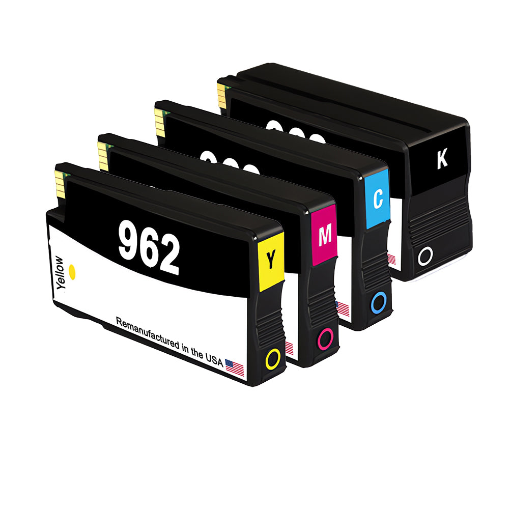 U.S. Remanufactured for HP 962XL 1 Black / 962 3 Color 4-pack Ink Cartridges