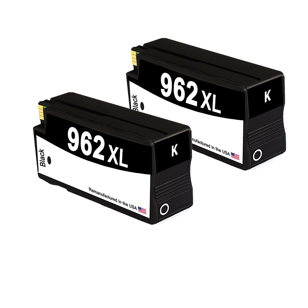 U.S. Remanufactured for HP 962XL (3JA03AN) Black Twin Pack Ink Cartridges