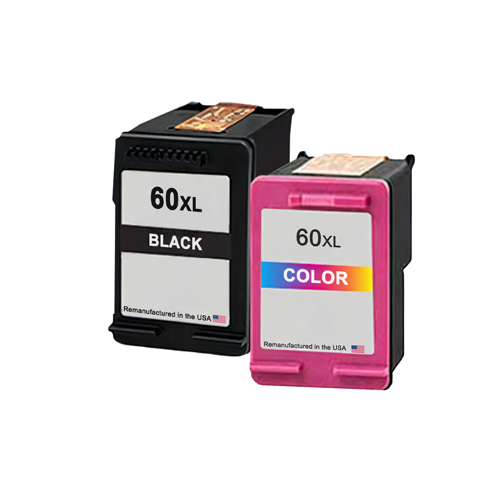 U.S. Remanufactured for HP 60XL Black / Color Ink Cartridges Combo Pack
