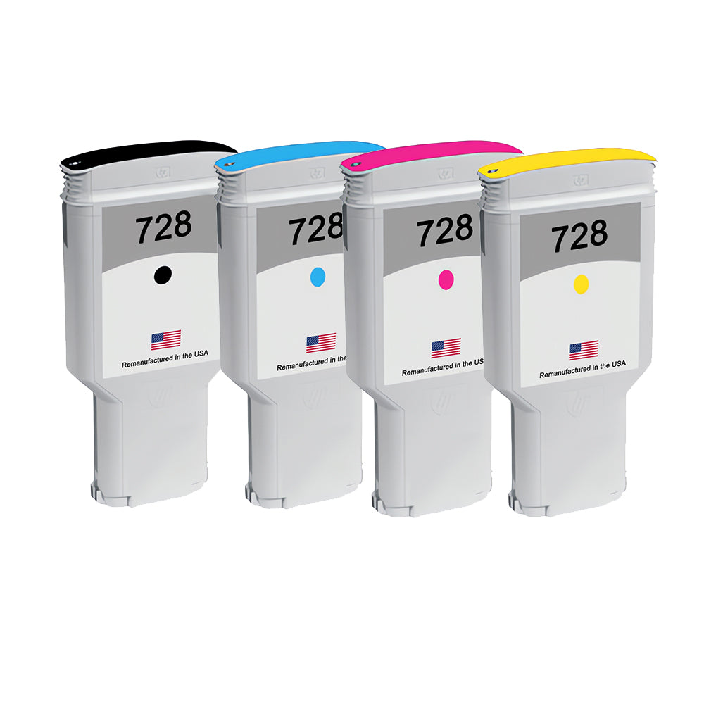 U.S. Remanufactured for HP 728XL 300mL 4-Pack Ink Cartridges
