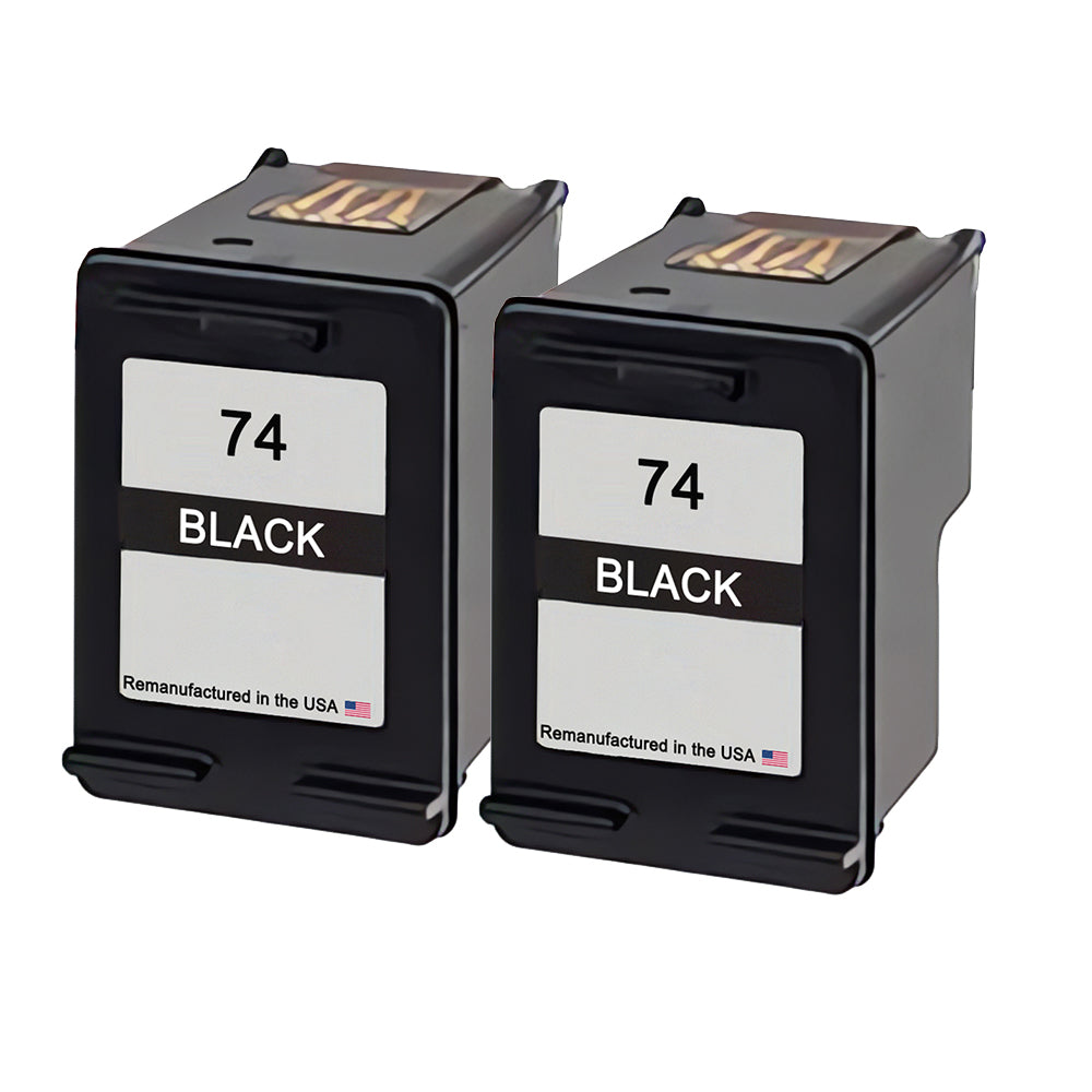 U.S. Remanufactured for HP 74 (CB335WN) Black Twin Pack Ink Cartridges