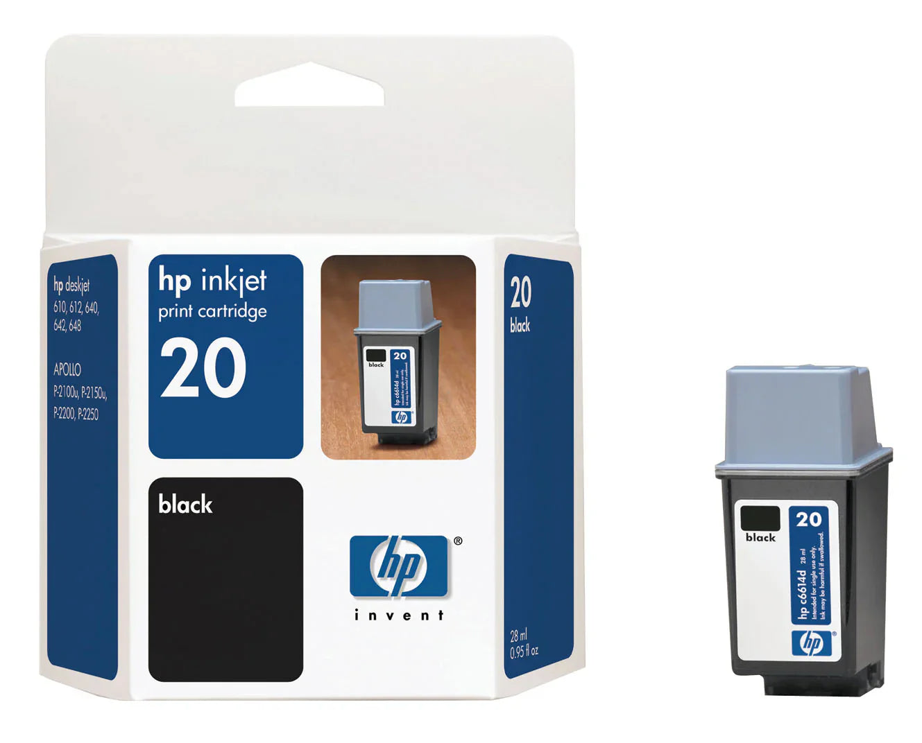 New, Pre-Owned - HP 20 Standard-Yield Black Ink Cartridge, C6614A