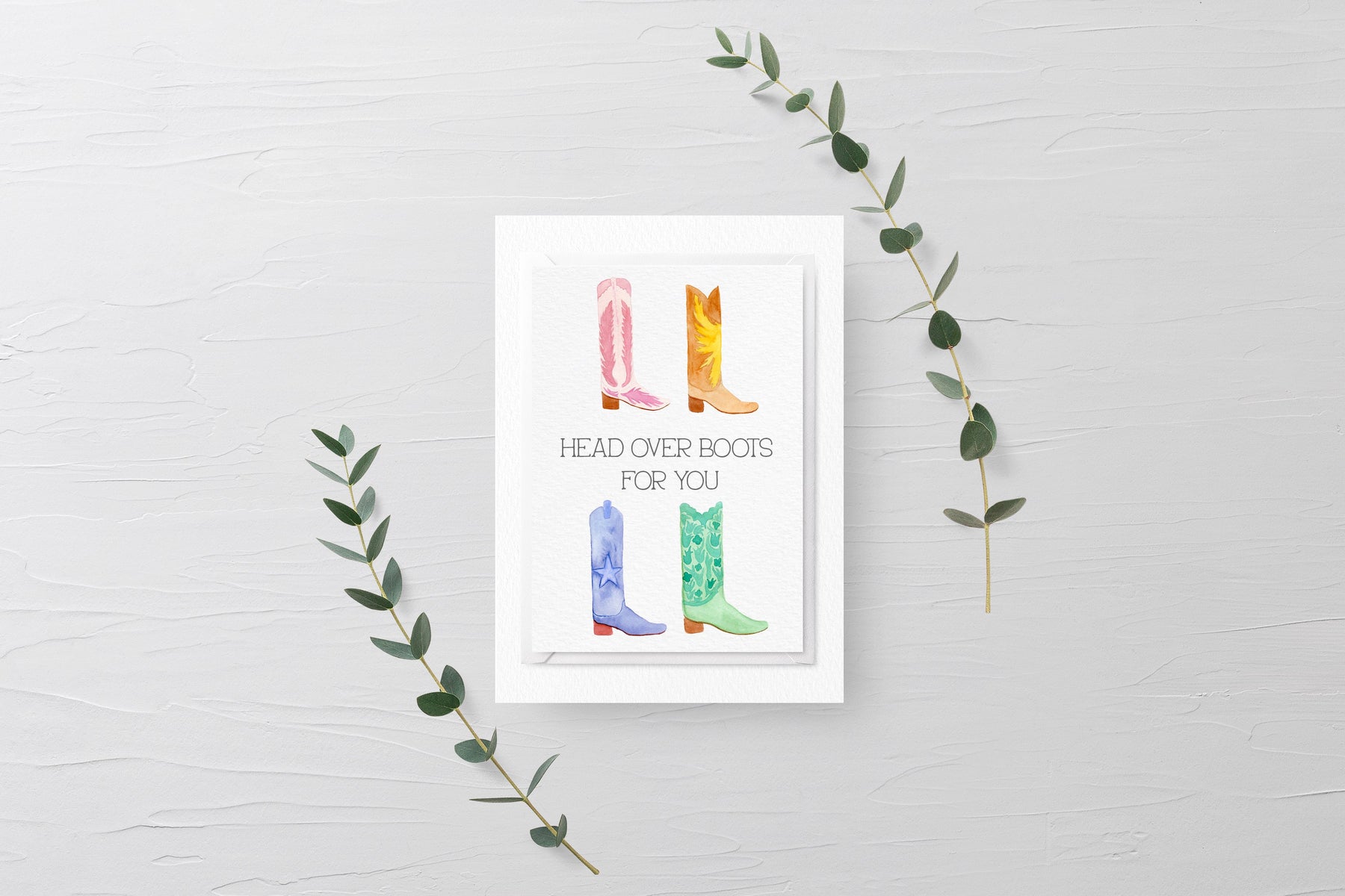Head Over Boots Greeting Card