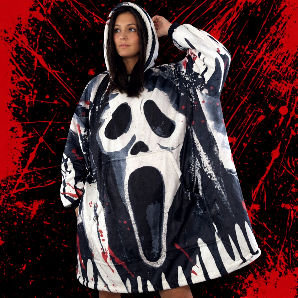 Ghost Face Horror Wearable Blanket Hoodie for Kids & Adults | OLM Toys