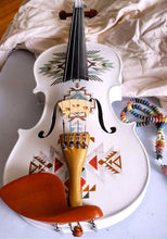 Native American Spirit Violin Outfit | Robin Egg Blue & Gold Motif, Crystal Tuners