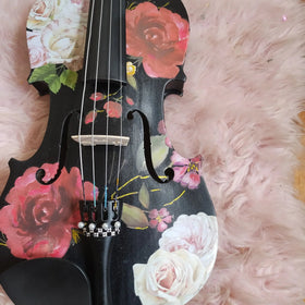 Black Rose Viola Outfit | Custom Crystal Tailpiece & Pearl Fine Tuners