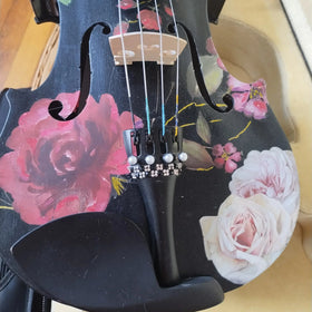 Black Rose Viola Outfit | Custom Crystal Tailpiece & Pearl Fine Tuners