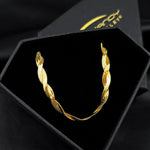 Stainless Steel Gold Tone PVD Braided Herringbone Chain Necklace