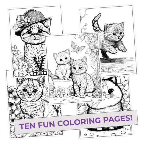 Kitty Colors Coloring Pages (10 Pack)