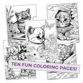 Kitty Colors Coloring Pages (10 Pack)