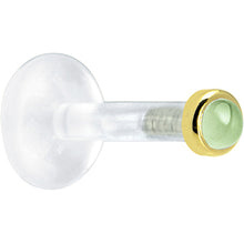 Solid 14K Yellow Gold 2mm Genuine Peridot Bioplast Push in Labret