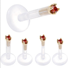 Solid 14K Yellow Gold 1.5mm Genuine Red Diamond Bioplast Push in Labret
